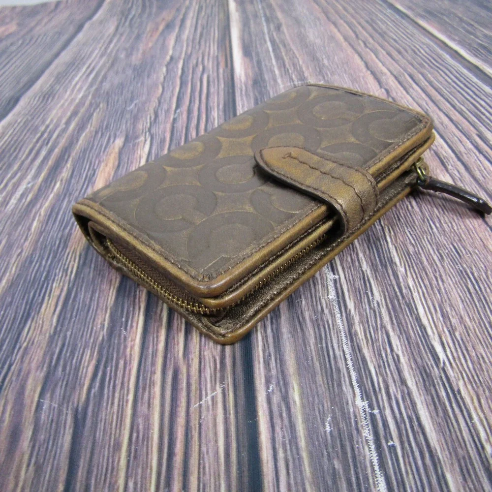 Coach Signature Wallet Zipper Top Bifold‎ Buckle